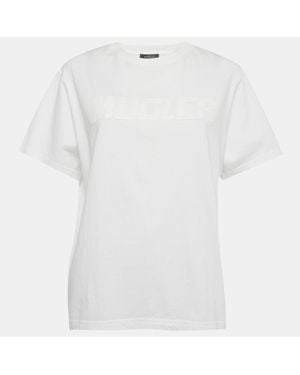 Mugler Logo Applique Cotton Knit T-Shirt - White