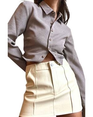Et Clet Mazie Gingham Open Back Blouse - Gray