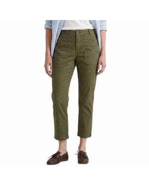 Eddie Bauer High Rise Utility Canvas Kick Crop Pants - Green