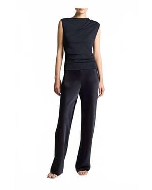Vince High Waisted Fluid Satin Bias Pants - Blue