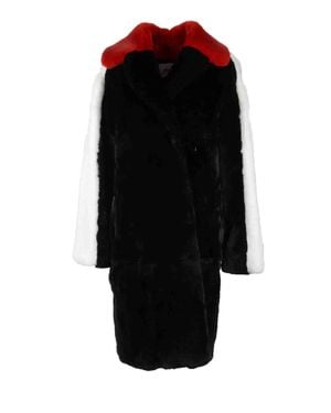 MSGM Rex Lapin Fur Coat - Black
