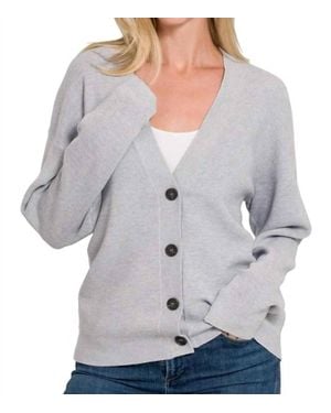 Zenana Viscose Sweater Cardigan - Gray