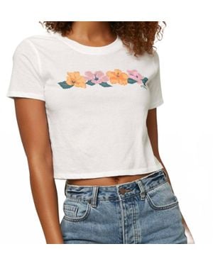 O'neill Sportswear Juniors Hibiscus Cotton Cropped T-Shirt - White