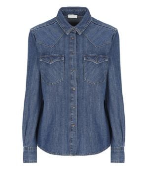 Peserico Classic Denim Shirt With Western-Inspired Details - Blue