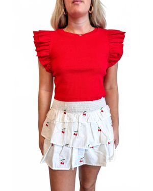 Day + Moon Cherry Embroidered Poplin Mini Skort