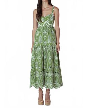 Dex Embroidered Maxi Dress - Green