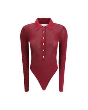 Self-Portrait Knit Bodysuit - Red