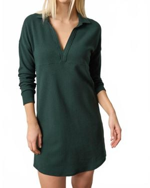 Lilla P Split Neck Collared Dress - Green
