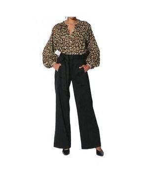 Cleobella Charlotte High-Waisted Trouser Pants - Black