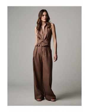 Hevron Alina Pleated Front Pant - Brown