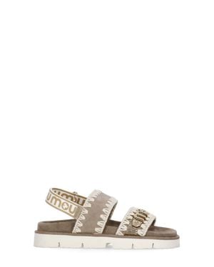 Mou Dove Crochet Embroidery Sandals - White