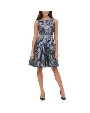 Tommy Hilfiger Metallic Midi Fit & Flare Dress - Blue