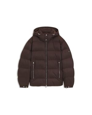 BOSS Water-Repellent Padded Jacket With Micro-Monogram Jacquard - Brown