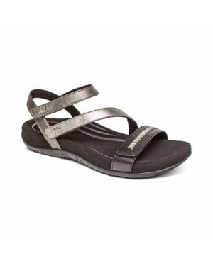 Aetrex Gabby Adjustable Quarter Strap Sandal - Brown