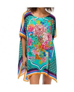 Johnny Was Boat Neck Kaftan Cover-Up - Blue