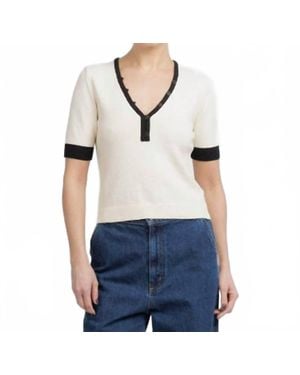 White + Warren Short Sleeve Top - White