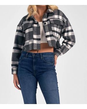 Elan Plaid Cropped Jacket - Blue