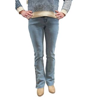 A.Z.I. Coco Boot Cut Jean With Bottom Leg Buttons - Blue