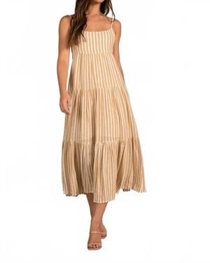 Elan Spaghetti Strap Stripe Dress - Natural