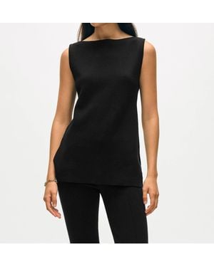 White + Warren Superfine Organic Cotton Tunic Top - Black