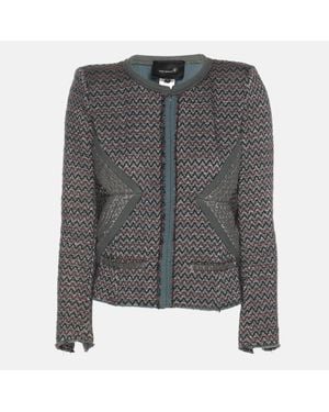 Isabel Marant Multicolored Patterned Lurex Knit Jacket - Gray
