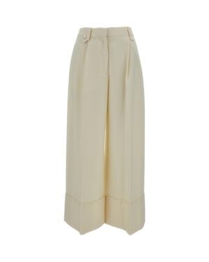Simone Rocha Cropped Pearl Daisy Wide-Leg Pants - White