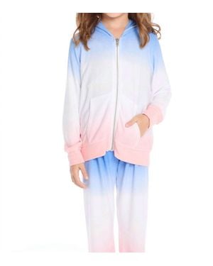 Chaser Brand Cotton Candy Dip Dye Zip Up Hoodie - White