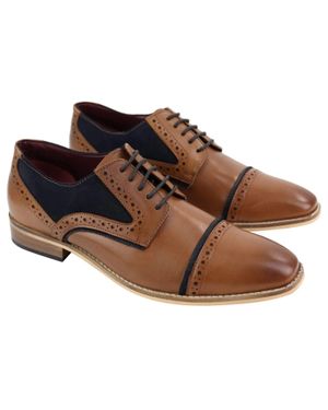 House Of Cavani Classic Suede Oxford Brogue Derby Shoes - Black