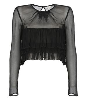 Elisabetta Franchi Semi-Transparent Ruffle Blouse - Black