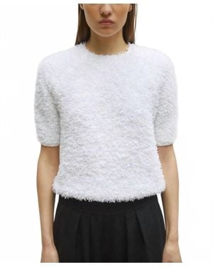 Molli Desperado Dotted Swiss Top With Elbow Length Sleeves - White