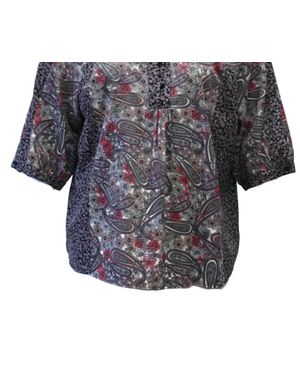I TOUCH Paisley Print Top - Black