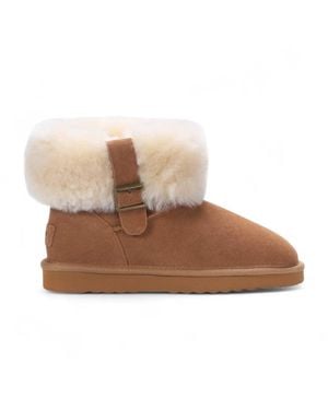 TruClothing Suede Ankle Booties Slip-On Comfort Winter Boots - Brown