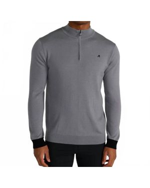 Redvanly Rowe Merino Quarter Zip Tee - Gray