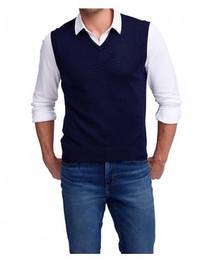 RAFFI Extrafine Merino V-Neck Vest - Blue
