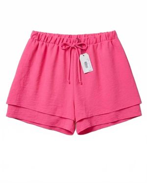 Stylive Double Layer Athletic Shorts - Pink