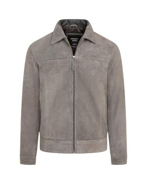 Infinity Leather Stone Goat Suede Leather Harrington Biker Jacket - Gray