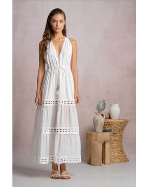 Elan Caicos Midi Dress With Crochet Detail - White
