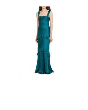 Saloni Selma Maxi Long Dress - Blue