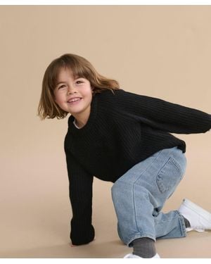 Jenni Kayne Kids' Cashmere Fisherman Sweater - Black