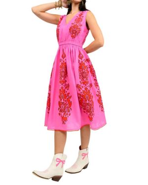 Ivy Jane Stamped Sleeveless Sundress - Pink