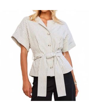 Fifteen Twenty Belted Button Up Top - White
