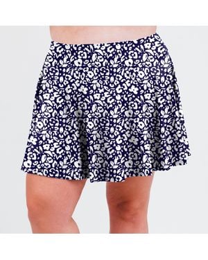 Calypsa High Waisted Flowy Swim Skirt With Shorts - Blue