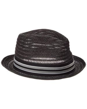 Bruno Magli Packable Open Weave Triby Straw Hat - Black