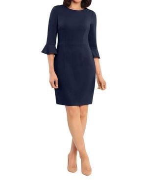 Donna Morgan 3/4 Bell Sleeve Sheath Dress - Blue