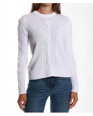Minnie Rose Cotton Cable Cashmere Sweater - White