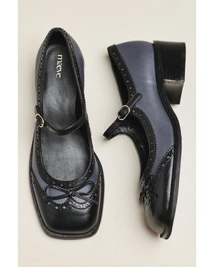 Maeve Bow Mary Jane Brogue Heels - Black