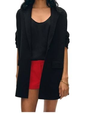 White + Warren Superfine Organic Cotton Knit Blazer - Black