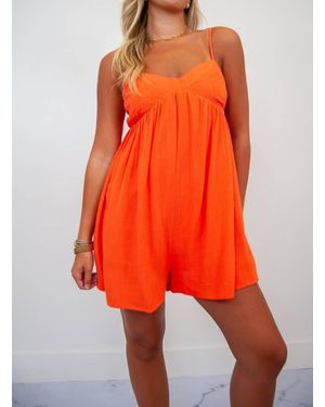 In The Beginning Linen Boho Romper - Orange