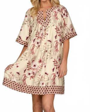She + Sky Dusty Rose Bell Sleeve Dress - Natural