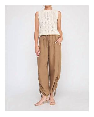 Allie Rose Satin Drawstring Pant - Natural